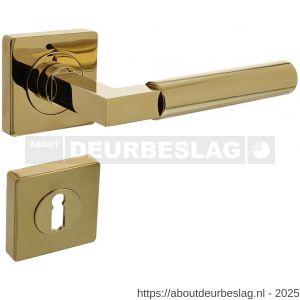 Intersteel 1741 deurkruk Baustil op rozet verdekt 55x55x10 mm met nokken en sleutelrozetten PVD messingkleur - R26010153 - afbeelding 1