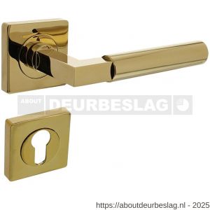 Intersteel 1741 deurkruk Baustil op rozet verdekt 55x55x10 mm met nokken en cilinderrozetten PVD messingkleur - R26010154 - afbeelding 1