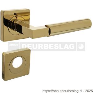 Intersteel 1741 deurkruk Baustil op rozet verdekt 55x55x10 mm met nokken en rondcilinderrozetten PVD messingkleur - R26010155 - afbeelding 1
