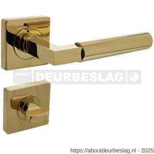 Intersteel 1741 deurkruk Baustil op rozet verdekt 55x55x10 mm met nokken en WC-sluiting met stift 7x7 mm PVD messingkleur - R26010156 - afbeelding 1