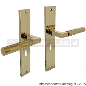 Intersteel Living 1742 deurkruk Baustil op schild rechthoekig 245x45 mm sleutelgat 56 mm PVD messingkleur - R26010160 - afbeelding 1