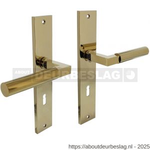 Intersteel 1742 deurkruk Baustil op schild rechthoekig 245x45 mm sleutelgat 72 mm PVD messingkleur - R26010161 - afbeelding 1