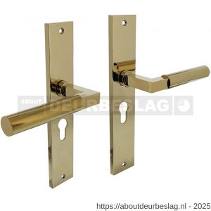 Intersteel Living 1742 deurkruk Baustil op schild rechthoekig 245x45 mm profielcilindergat 55 mm PVD messingkleur - R26010163 - afbeelding 1