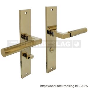 Intersteel Living 1742 deurkruk Baustil op schild rechthoekig 245x45 mm WC 63/8 mm PVD messingkleur - R26010165 - afbeelding 1