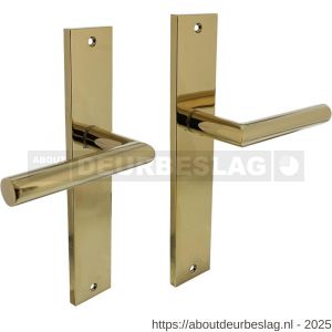 Intersteel Living 1743 deurkruk Bastian op schild rechthoekig 245x45 mm blind PVD messingkleur - R26010168 - afbeelding 1