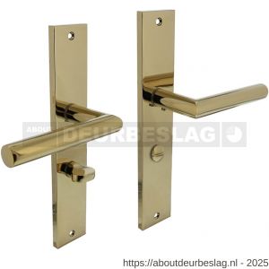 Intersteel Living 1743 deurkruk Bastian op schild rechthoekig 245x45 mm WC 63/8 mm PVD messingkleur - R26010175 - afbeelding 1