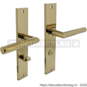 Intersteel 1743 deurkruk Bastian op schild rechthoekig 245x45 mm WC 78/7 mm PVD messingkleur - R26010590 - afbeelding 1