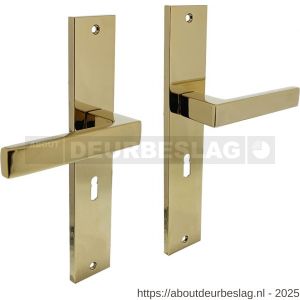 Intersteel Living 1744 deurkruk Hera op schild rechthoekig 245x45 mm sleutelgat 56 mm PVD messingkleur - R26010179 - afbeelding 1