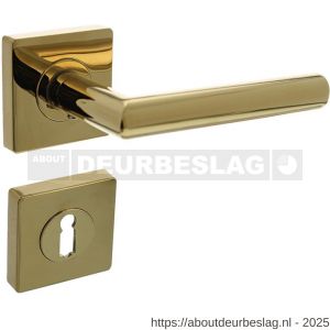 Intersteel 1747 deurkruk Bastian op rozet verdekt 55x55x10 mm met nokken en sleutelrozetten PVD messingkleur - R26010188 - afbeelding 1