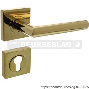 Intersteel 1747 deurkruk Bastian op rozet verdekt 55x55x10 mm met nokken en cilinderrozetten PVD messingkleur - R26010189 - afbeelding 1