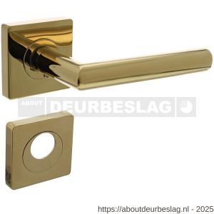Intersteel 1747 deurkruk Bastian op rozet verdekt 55x55x10 mm met nokken en rondcilinderrozetten PVD messingkleur - R26010190 - afbeelding 1