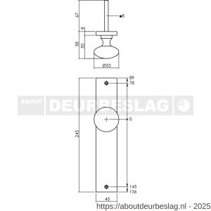Intersteel Living 2128 knopschild rechthoekig 245x45x8 mm met vaste knop Paddenstoel en wisselstift blind PVD messingkleur - R26010193 - afbeelding 2