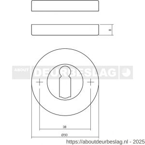 Intersteel Living 3156 sleutelrozetten verdekt diameter 50x8 mm messing gelakt - R26011369 - afbeelding 2