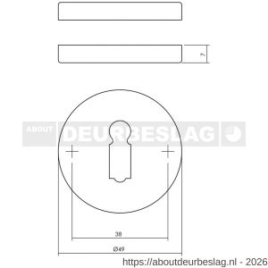 Intersteel Living 3186 sleutelrozetten verdekt diameter 49x7 mm messing gelakt - R26011111 - afbeelding 2