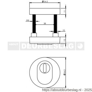 Intersteel 3751 SKG3 veiligheidsrozetten rond verdekt diameter 55x12 mm profielcilindergat met kerntrekbeveiliging messing gelakt - R26003578 - afbeelding 2
