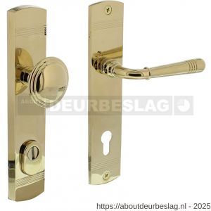Intersteel Living 3778 voordeurbeslag Helena 239x50 mm knop-kruk profielcilindergat 92 mm met kerntrekbeveiliging PVD messingkleur - R26010206 - afbeelding 1