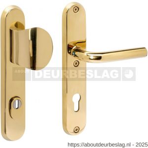 Intersteel 3788 SKG3 veiligheidsbeslag ovaal 250x50 mm greep-kruk Luzern met veerconstructie profielcilindergat 92 mm met kerntrekbeveiliging PVD messingkleur - R26010895 - afbeelding 1