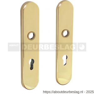 Intersteel 3819 SKG3 veiligheidsschilden ovaal verdekt 252x54 mm profielcilindergat 72 mm messing gelakt - R26003504 - afbeelding 1