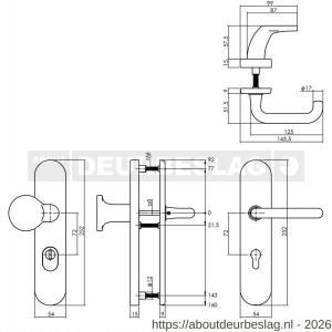 Intersteel Living 3820 SKG3 veiligheidsbeslag ovaal verdekt 252x54 mm greep-kruk Rond profielcilindergat 72 mm met kerntrekbeveiliging messing gelakt - R26003419 - afbeelding 2