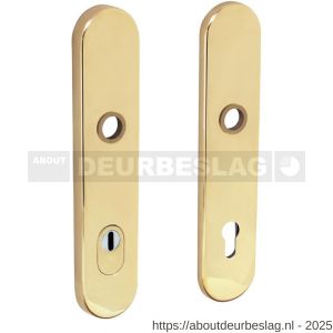 Intersteel 3821 SKG3 veiligheidsschilden ovaal verdekt 252x54 mm profielcilindergat 92 mm met kerntrekbeveiliging messing gelakt - R26003520 - afbeelding 1