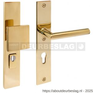 Intersteel 3962 SKG3 veiligheidsbeslag rechthoekig 250x50 mm greep-kruk Jura profielcilindergat 72 mm met kerntrekbeveiliging PVD messingkleur - R26010891 - afbeelding 1