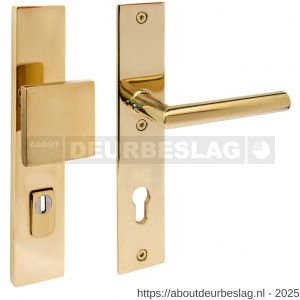 Intersteel 3962 SKG3 veiligheidsbeslag rechthoekig 250x50 mm greep-kruk Jura profielcilindergat 92 mm met kerntrekbeveiliging PVD messingkleur - R26010890 - afbeelding 1
