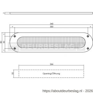 Intersteel 4015 tochtwering ovaal 340x80 mm PVD messingkleur - R26010882 - afbeelding 2
