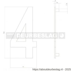 Intersteel 4020 huisnummer 4 150 mm PVD messingkleur - R26010877 - afbeelding 2