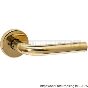 Intersteel 4057 deurkruk Luzern met rozet massief verdekt diameter 53x10 mm met nokken PVD messingkleur - R26010871 - afbeelding 1
