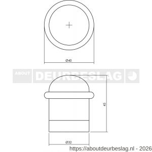 Intersteel Living 4420 deurstop met zwarte ring diameter 32x45 mm messing gelakt - R26007386 - afbeelding 2