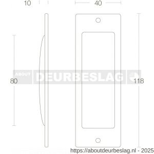 Intersteel Living 4476 schuifdeurkom rechthoekig 120x40 mm opschroevend messing gelakt - R26007651 - afbeelding 2