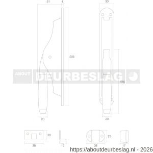 Intersteel Living 5620 set pomp-espagnolet Ton 400 inclusief stangenset 2x 1250 mm messing gelakt-ebbenhout - R26009346 - afbeelding 2