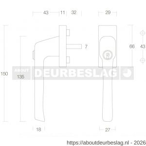 Intersteel Living 6616 raamkruk zwaar afsluitbaar messing gelakt - R26003787 - afbeelding 2