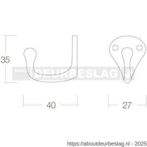 Intersteel Living 6926 jashaak scheepsmodel enkele haak messing gelakt - R26007775 - afbeelding 2