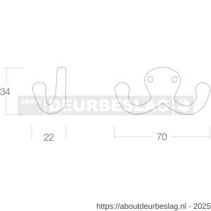 Intersteel Living 6926 jashaak scheepsmodel dubbele haak messing gelakt - R26007769 - afbeelding 2