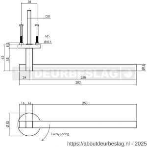 Intersteel 0719 deurkruk gatdeel rechts Shiraat by Grand en Johnson op rozet verdekt diameter 55x8 mm PVD messing mat - R26011283 - afbeelding 2