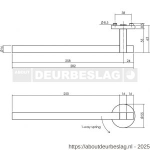 Intersteel 0719 deurkruk gatdeel links Shiraat by Grand en Johnson op rozet met schroefgaten diameter 55x8 mm PVD messing mat - R26011286 - afbeelding 2