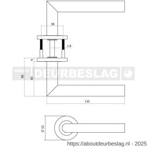 Intersteel 1021 deurkruk gatdeel rechts Q 01 op rozet verdekt diameter 52x6 mm PVD messing mat - R26011273 - afbeelding 2