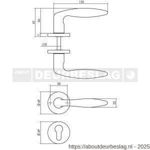 Intersteel 0199 deurkruk Sigaar op rozet verdekt diameter 49x7 mm en cilinderrozetten chroom - R26010618 - afbeelding 2