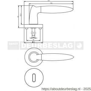 Intersteel 1682 deurkruk Elen op rozet verdekt diameter 52x10 mm met nokken en sleutelrozetten chroom-nikkel mat - R26004831 - afbeelding 2