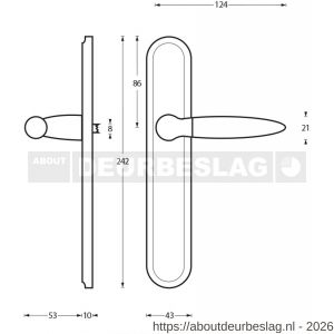 Intersteel Living 1682 deurkruk Elen op schild ovaal 242x43 mm blind chroom-nikkel mat - R26000668 - afbeelding 2