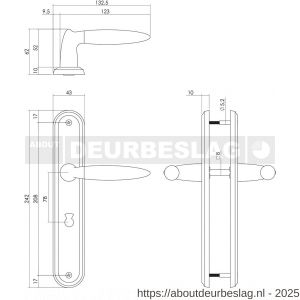 Intersteel 1682 deurkruk Elen op schild ovaal 242x43 mm WC 78/8 mm chroom-nikkel mat - R26004845 - afbeelding 2