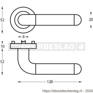 Intersteel Living 1683 deurkruk Agatha op rozet verdekt diameter 52x10 mm met nokken chroom-nikkel mat - R26000300 - afbeelding 2
