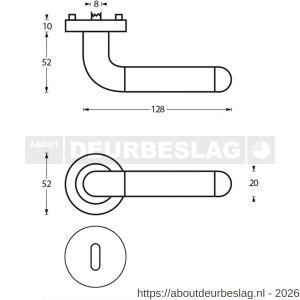 Intersteel 1683 deurkruk Agatha op rozet verdekt diameter 52x10 mm met nokken en sleutelrozetten chroom-nikkel mat - R26004846 - afbeelding 2