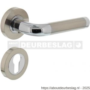 Intersteel 1683 deurkruk Agatha op rozet verdekt diameter 52x10 mm met nokken en cilinderrozetten chroom-nikkel mat - R26004847 - afbeelding 1