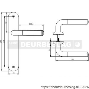 Intersteel Living 1683 deurkruk Agatha op schild ovaal 242x43 mm blind chroom-nikkel mat - R26004849 - afbeelding 2