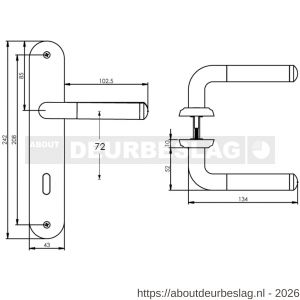 Intersteel Living 1683 deurkruk Agatha op schild ovaal 242x43 mm sleutelgat 72 mm chroom-nikkel mat - R26004855 - afbeelding 2