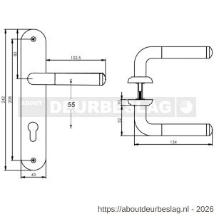 Intersteel Living 1683 deurkruk Agatha op schild ovaal 242x43 mm profielcilindergat 55 mm chroom-nikkel mat - R26004857 - afbeelding 2