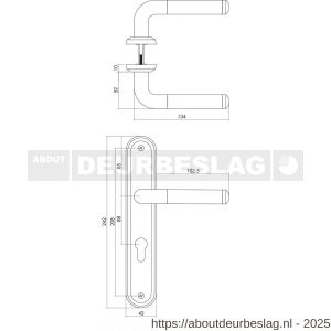 Intersteel 1683 deurkruk Agatha op schild ovaal 242x43 mm profielcilindergat 88 mm chroom-nikkel mat - R26004861 - afbeelding 2