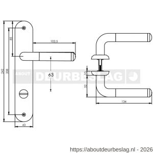 Intersteel Living 1683 deurkruk Agatha op schild ovaal 242x43 mm WC 63/8 mm chroom-nikkel mat - R26004862 - afbeelding 2